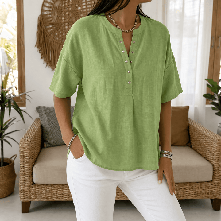 Lunavia Effortless Women's Henley Blouse Sage Green / S