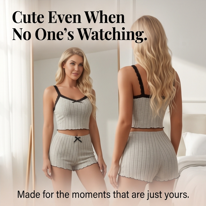 Lunavia – Women's Ribbed Knit Cami & Shorts Pajama Set
