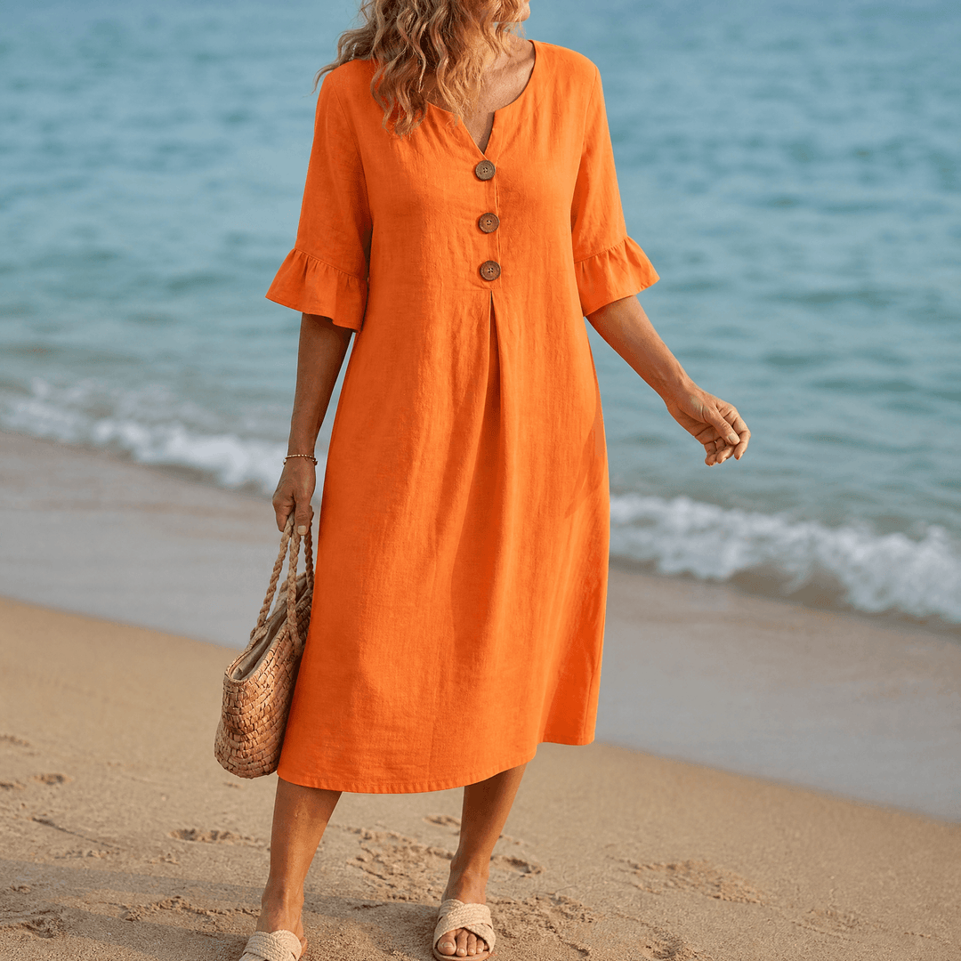 Lunavia – Women's Breezy Midi Dress Orange