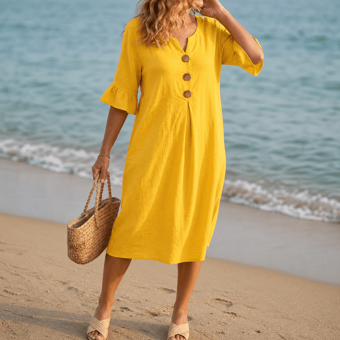 Lunavia – Women's Breezy Midi Dress Sunny Yellow