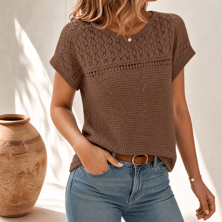 Lunavia – Women's Breezy Open-Weave Knit Top Brown / S