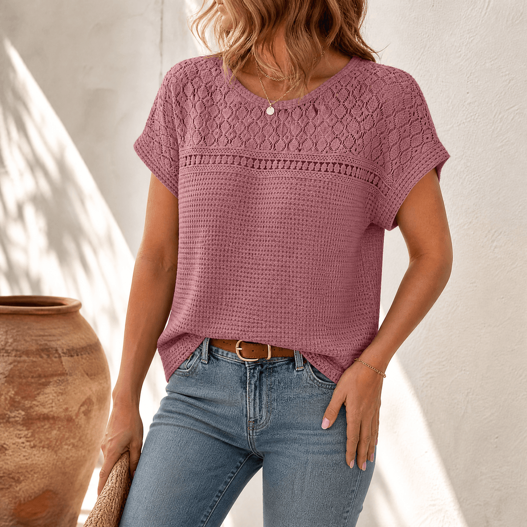 Lunavia – Women's Breezy Open-Weave Knit Top Dusty Pink / S