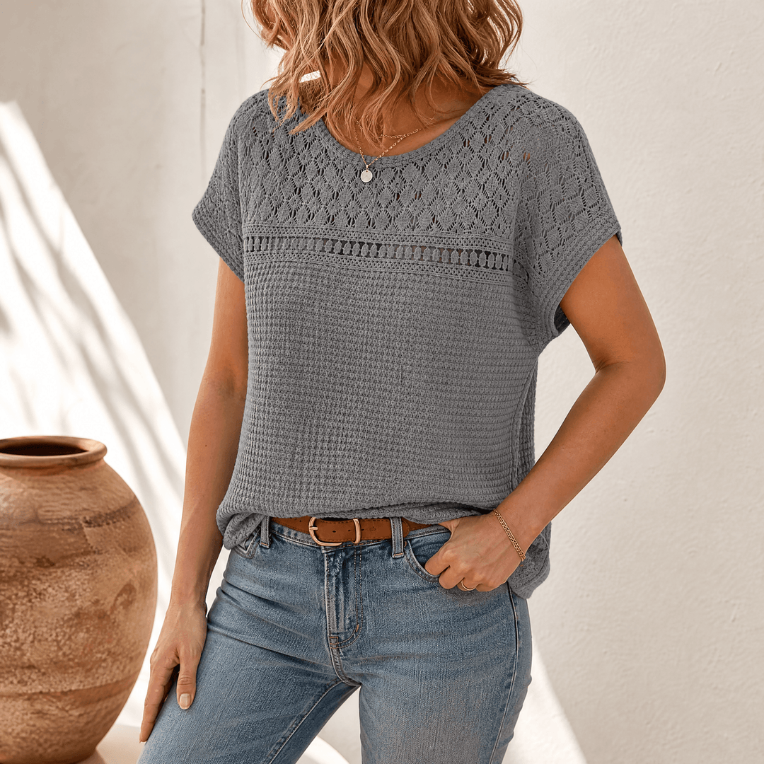 Lunavia – Women's Breezy Open-Weave Knit Top Gray / S