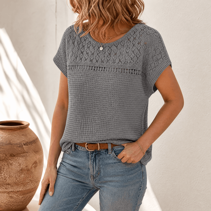Lunavia – Women's Breezy Open-Weave Knit Top Gray / S