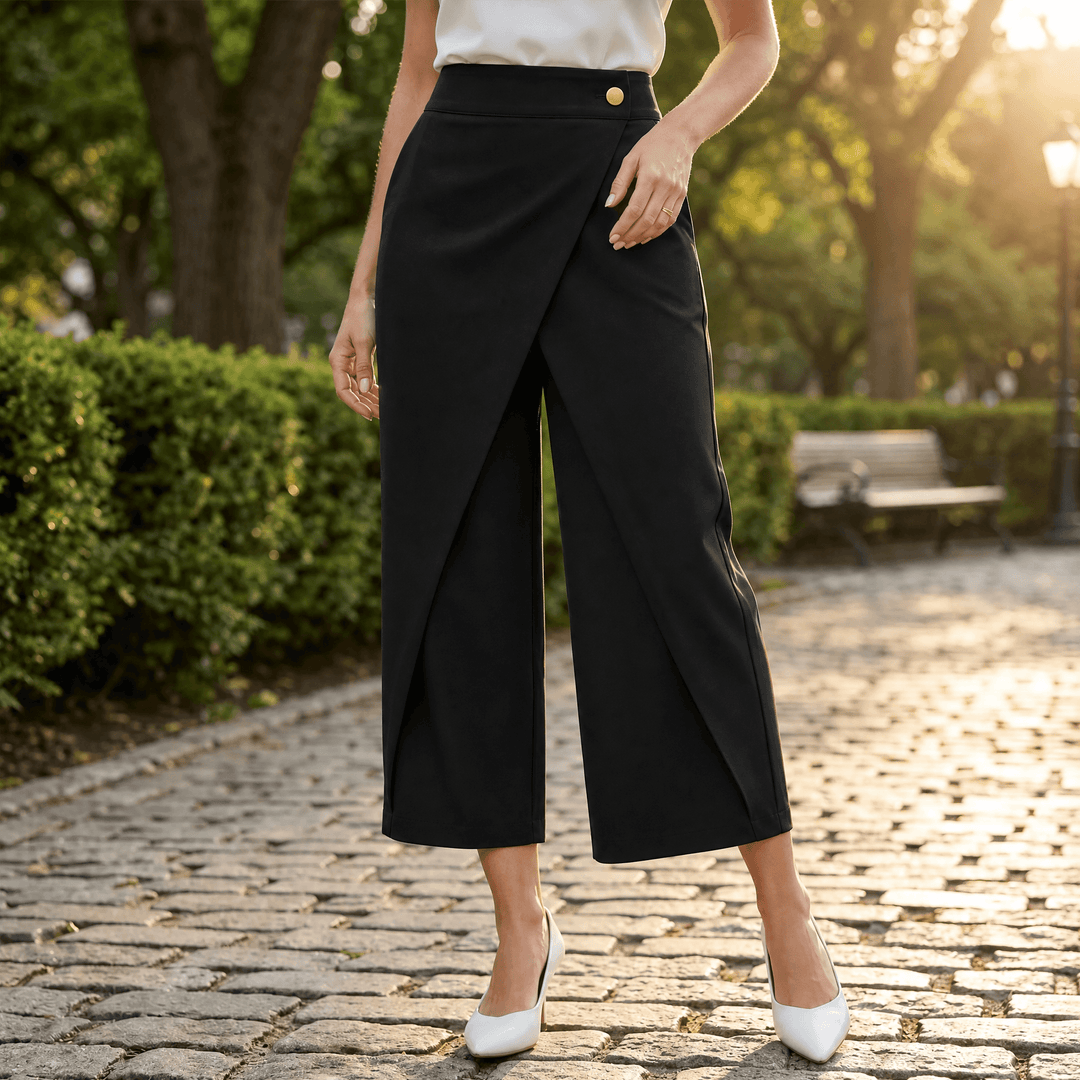 Lunavia™ – Wrap-Front Wide-Leg Pants Classic Black