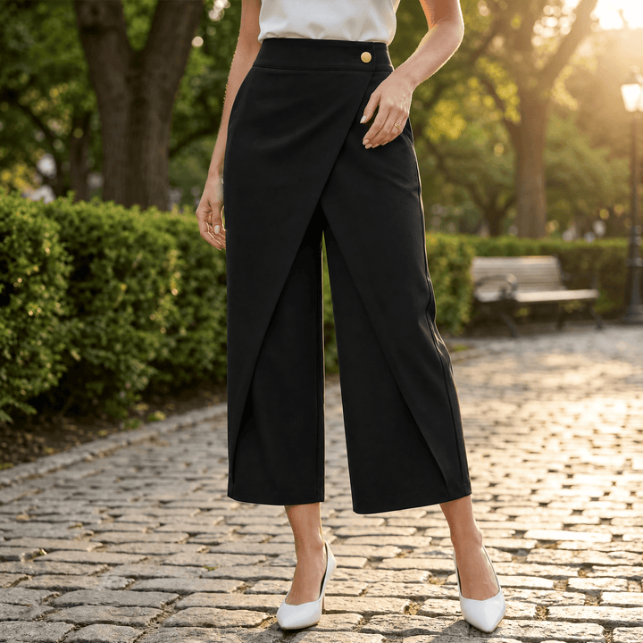 Lunavia™ – Wrap-Front Wide-Leg Pants Classic Black