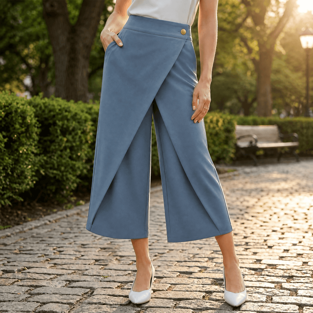 Lunavia™ – Wrap-Front Wide-Leg Pants Dusty Blue