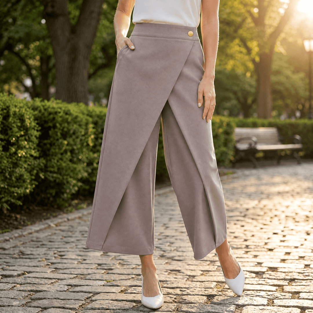 Lunavia™ – Wrap-Front Wide-Leg Pants Warm Taupe