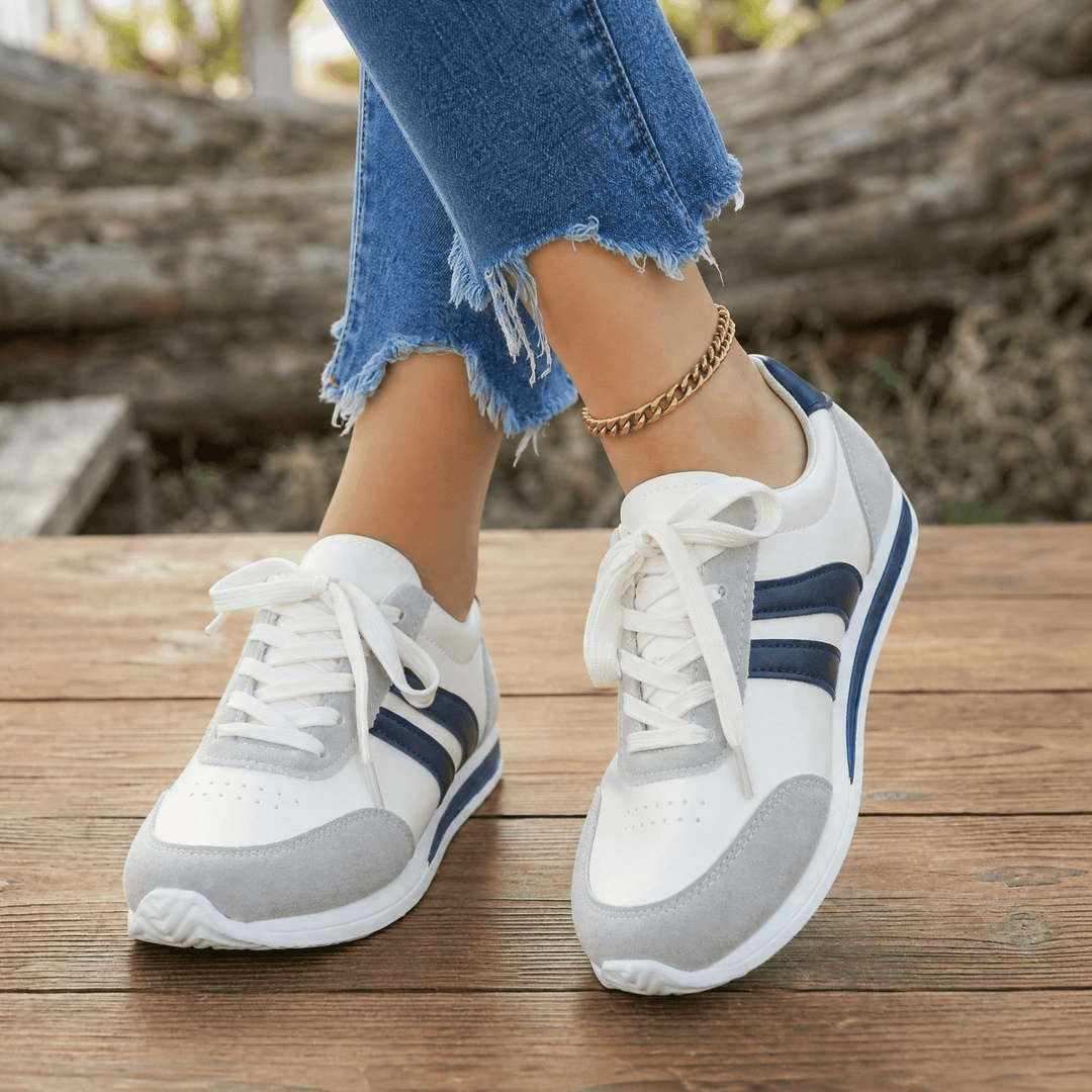 LunaWalk – Lightweight Retro Stripe Walking Sneakers Navy Stripe / 5