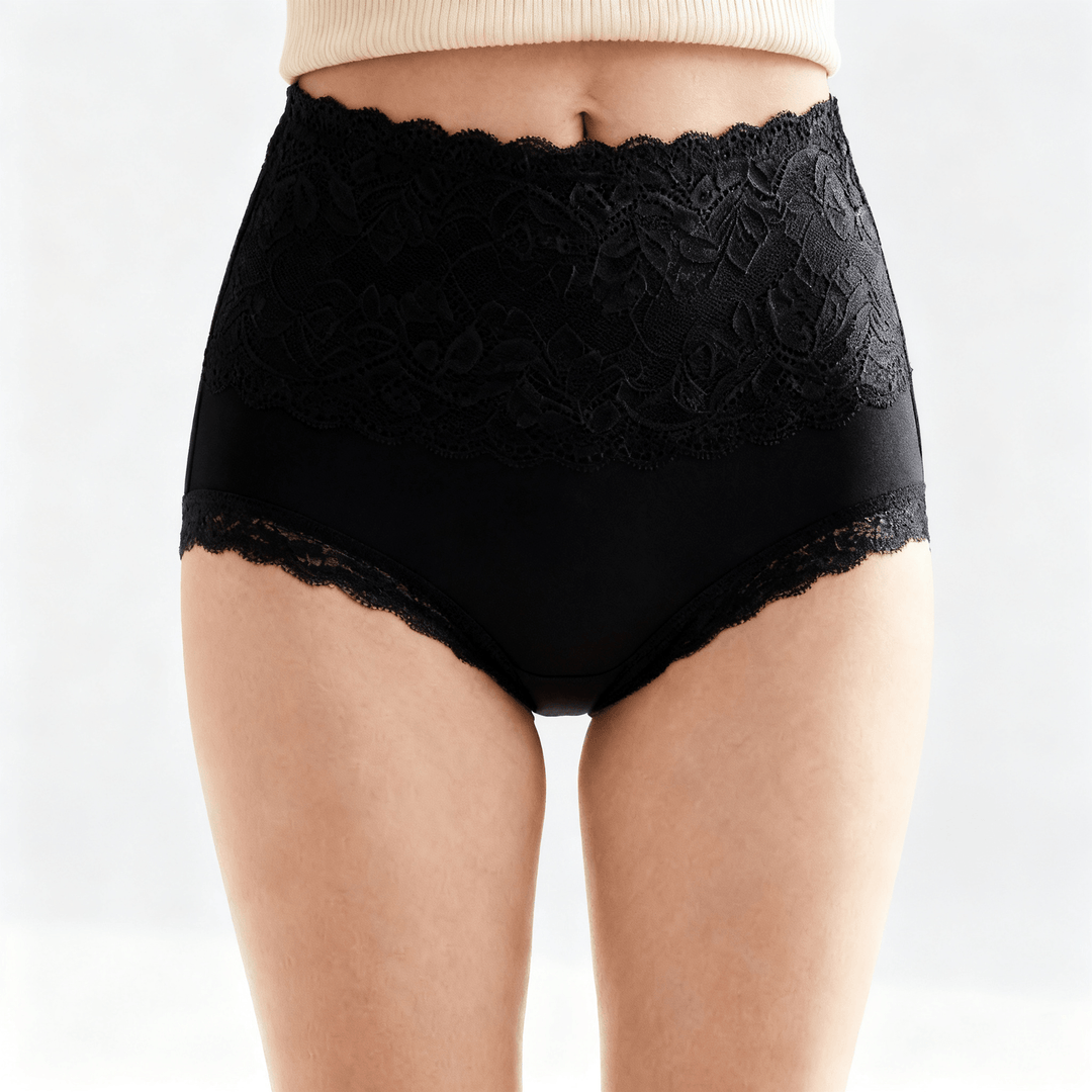 Lunelle – Floral Lace High-Waist Briefs 3-Pack Black