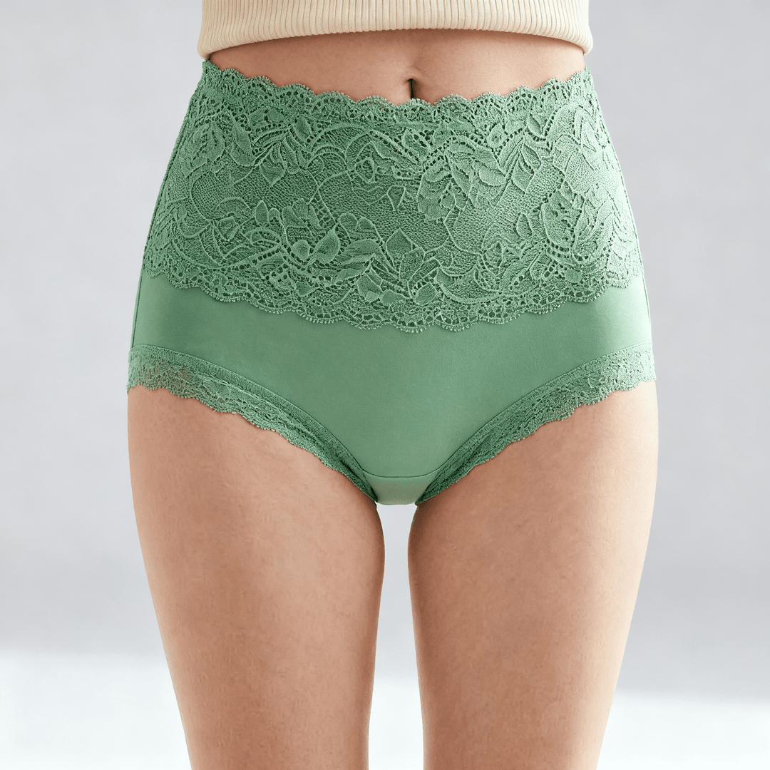 Lunelle – Floral Lace High-Waist Briefs 3-Pack Green / L / 3-pack