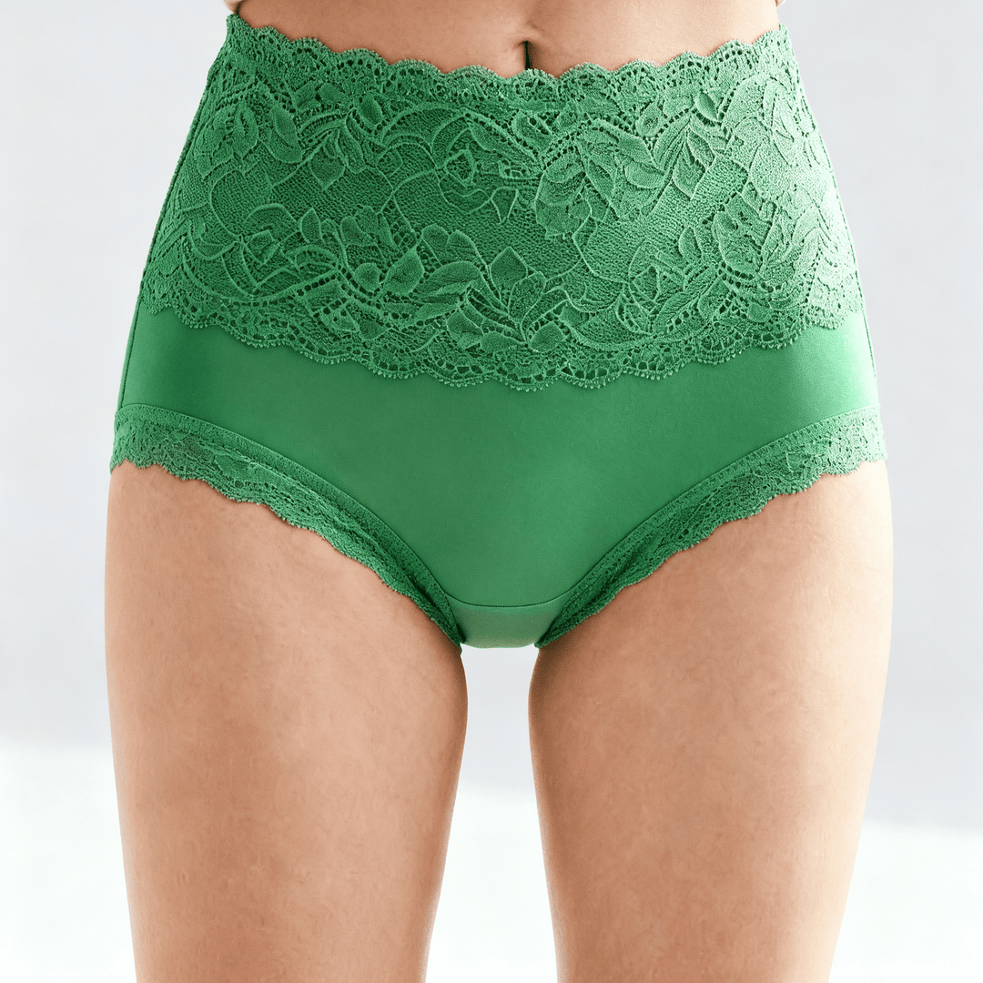 Lunelle – Floral Lace High-Waist Briefs 3-Pack Green