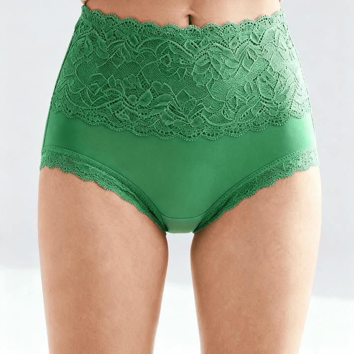 Lunelle – Floral Lace High-Waist Briefs 3-Pack Green