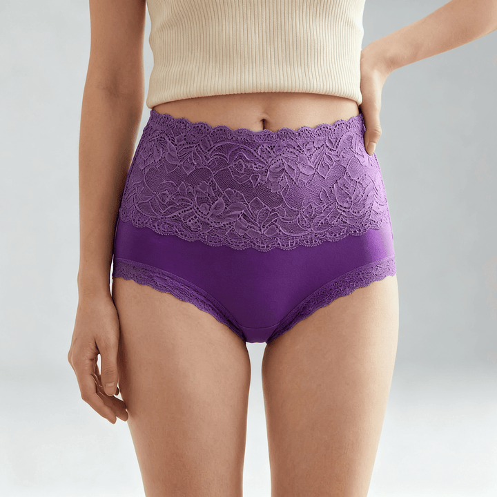 Lunelle – Floral Lace High-Waist Briefs 3-Pack Purple / L / 3-pack