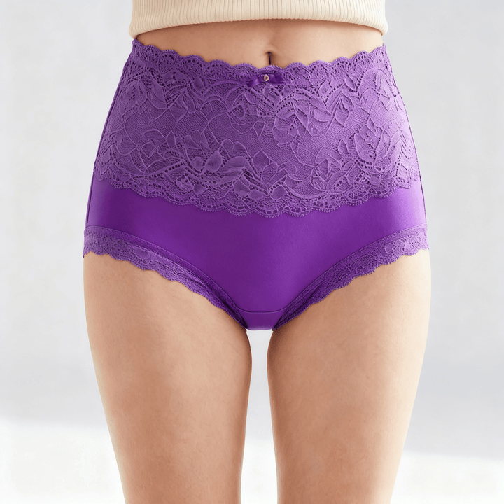 Lunelle – Floral Lace High-Waist Briefs 3-Pack Purple
