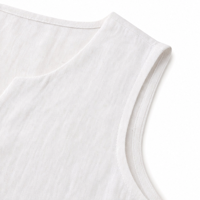 Lunelle – Sleeveless Linen Look V-Neck Tank with Buttons