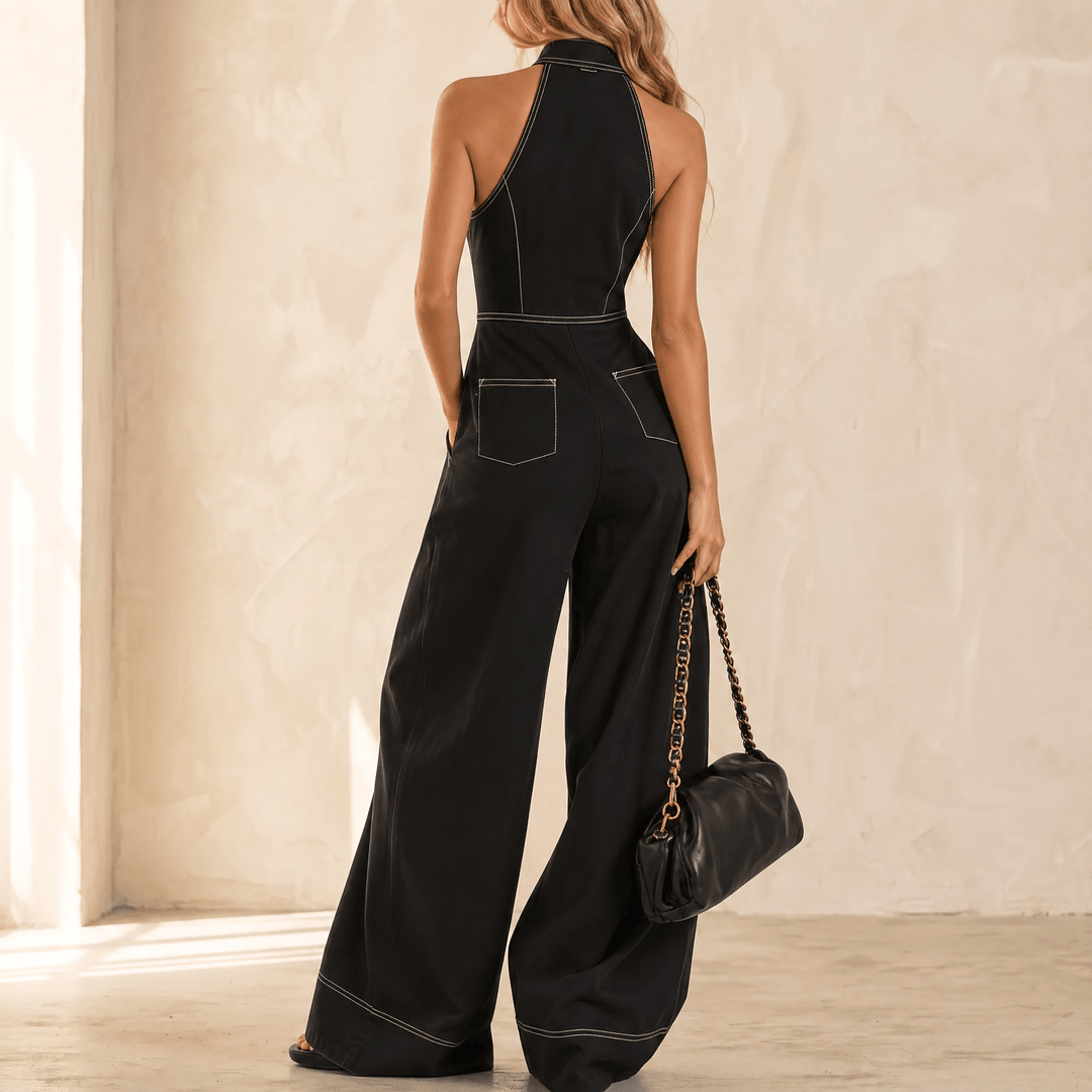 Lunelle – Women's Sculpted Halter Jumpsuit Black
