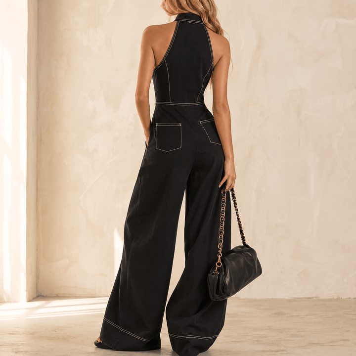 Lunelle – Women's Sculpted Halter Jumpsuit Black