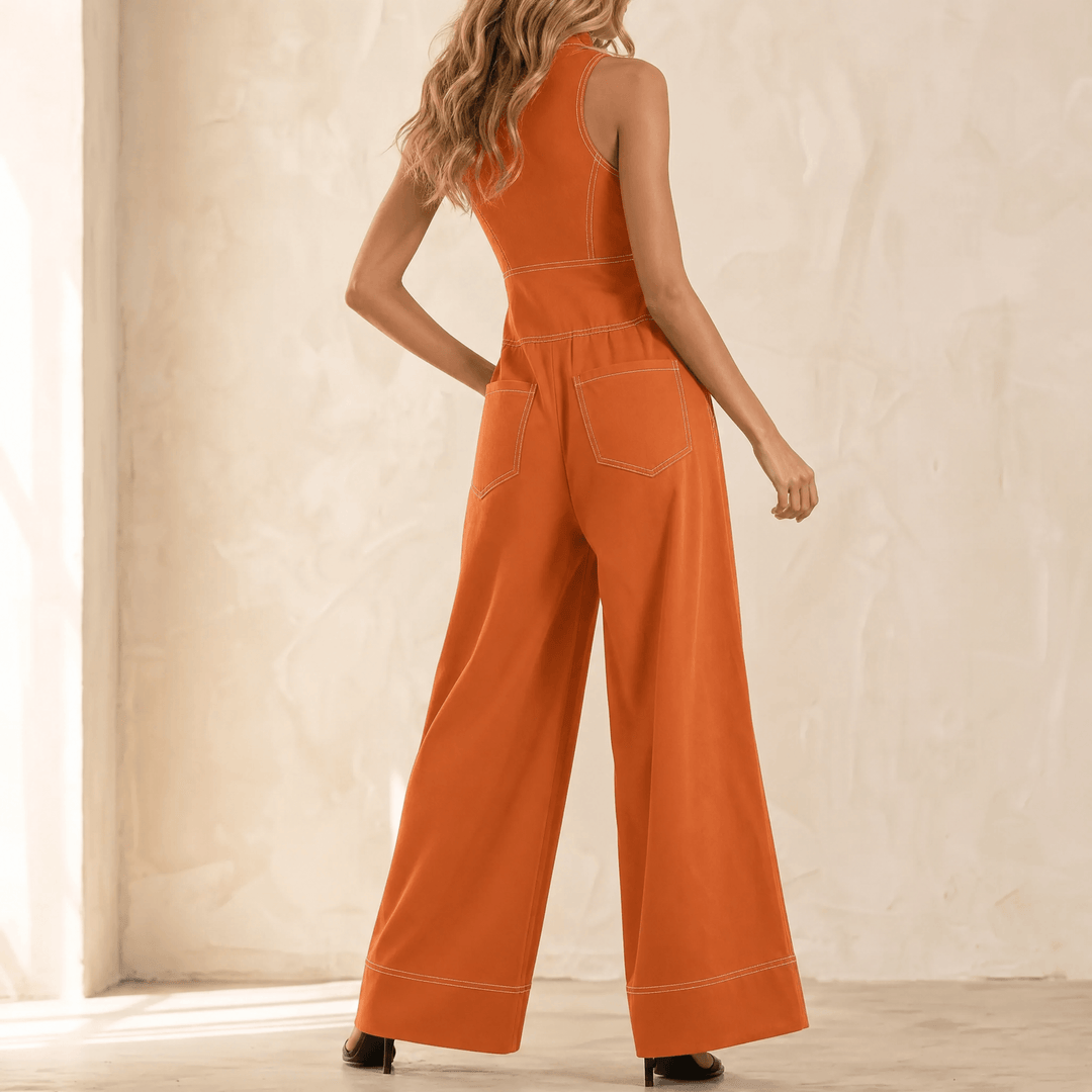 Lunelle – Women's Sculpted Halter Jumpsuit Orange