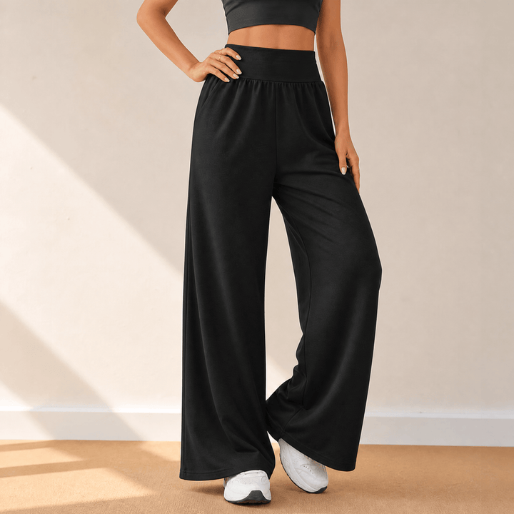 Lunessa – Women's High-Waist Wide-Leg Sweatpants Black