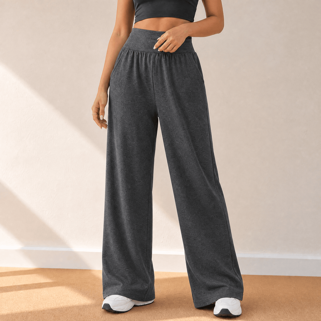 Lunessa – Women's High-Waist Wide-Leg Sweatpants Dark Grey