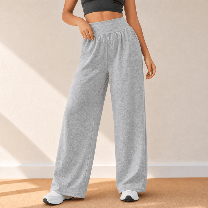 Lunessa – Women's High-Waist Wide-Leg Sweatpants Light Grey
