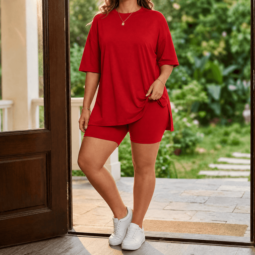 Luvena – Buttery Soft Matching Set for Lounge and Errands Red / S