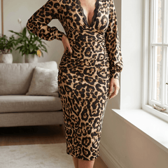 Luxora – Leopard Print Midi Dress