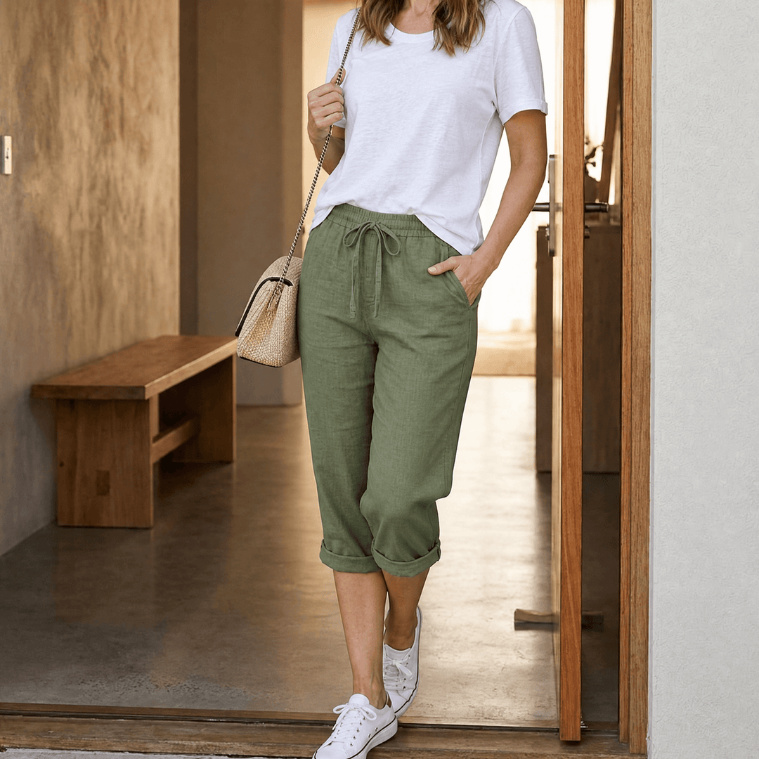 Lyora – Women's Capri Pants for Effortless Everyday Style Olive Green