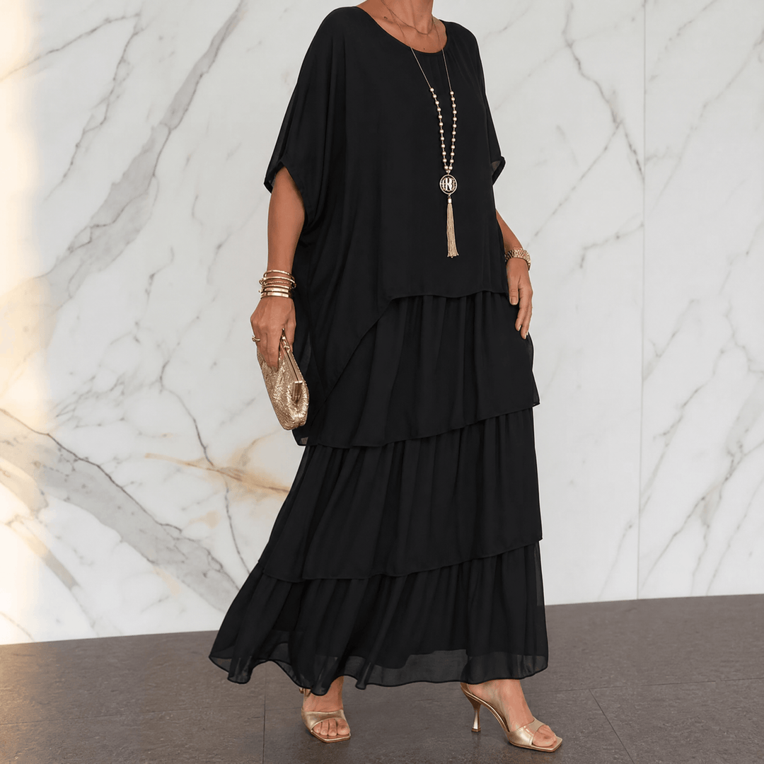 Marella – Women's Elegant Tiered Dress for Events black