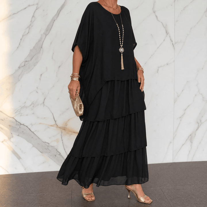 Marella – Women's Elegant Tiered Dress for Events black