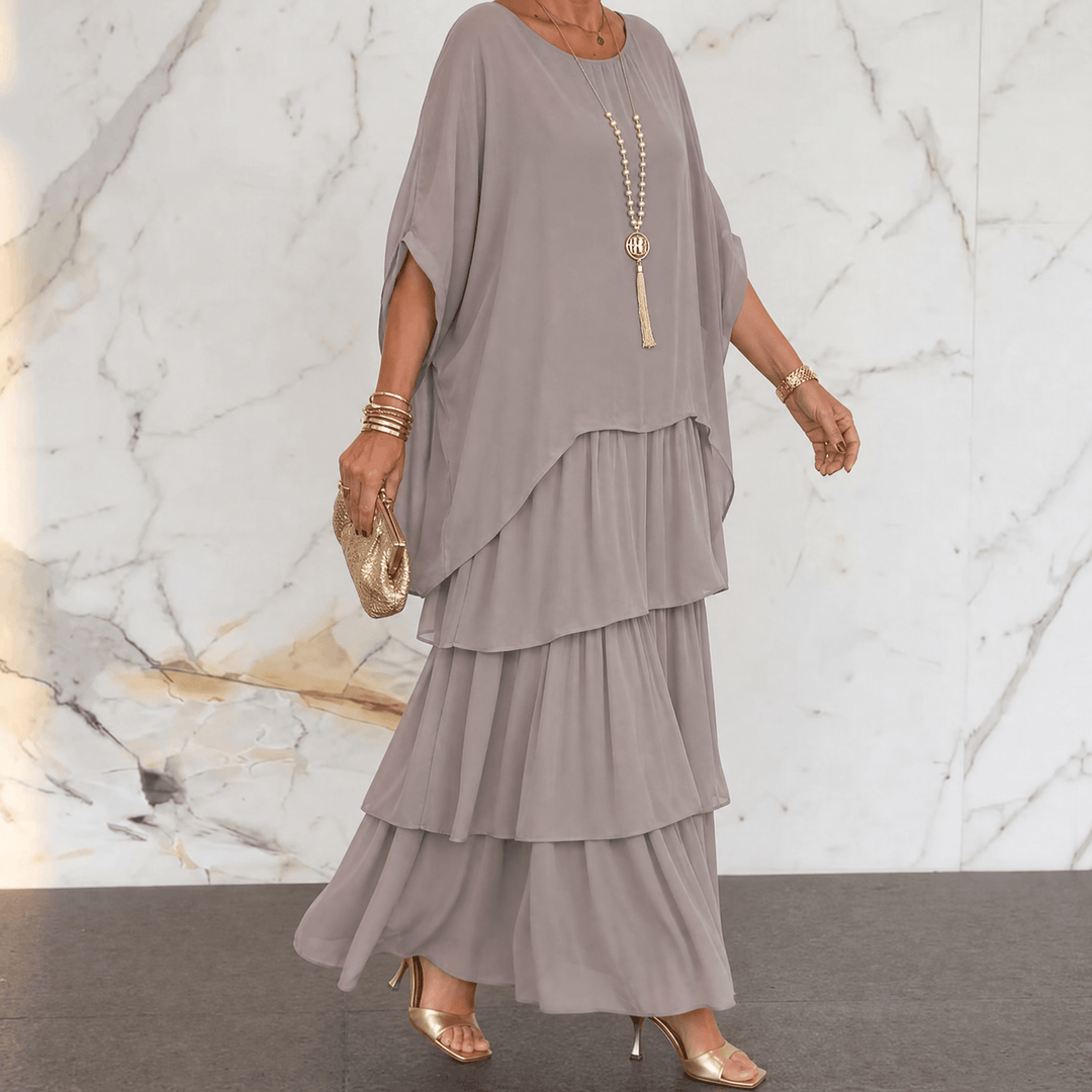 Marella – Women's Elegant Tiered Dress for Events gray