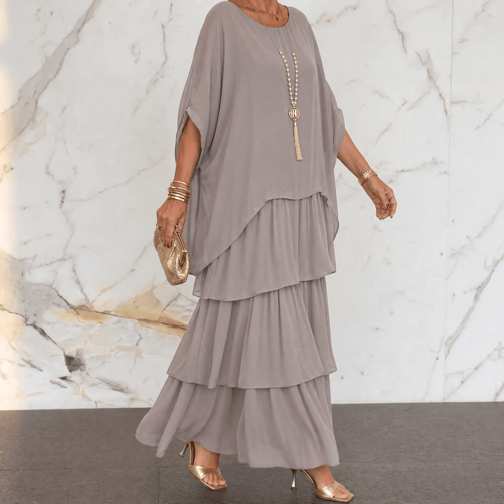 Marella – Women's Elegant Tiered Dress for Events gray