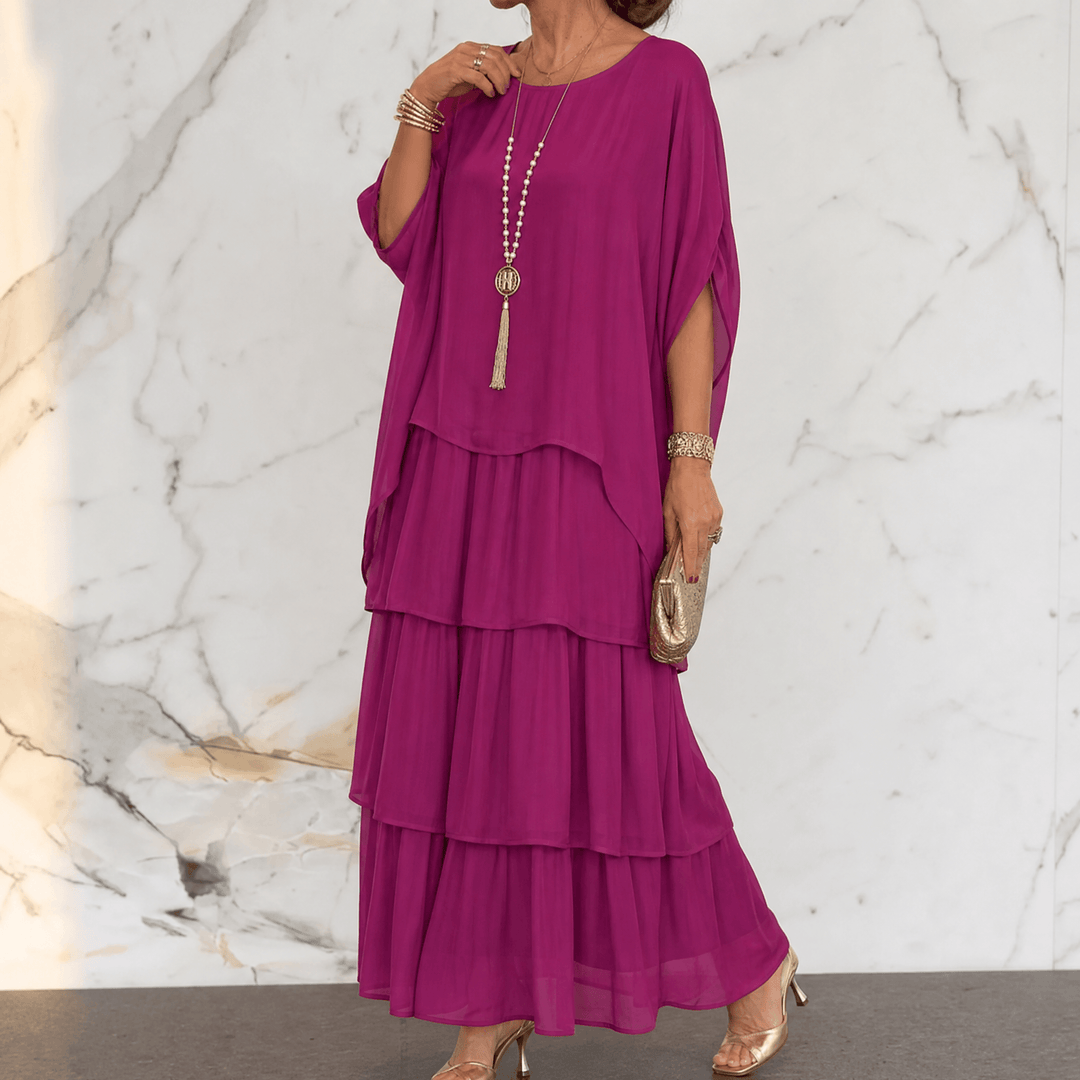 Marella – Women's Elegant Tiered Dress for Events magenta