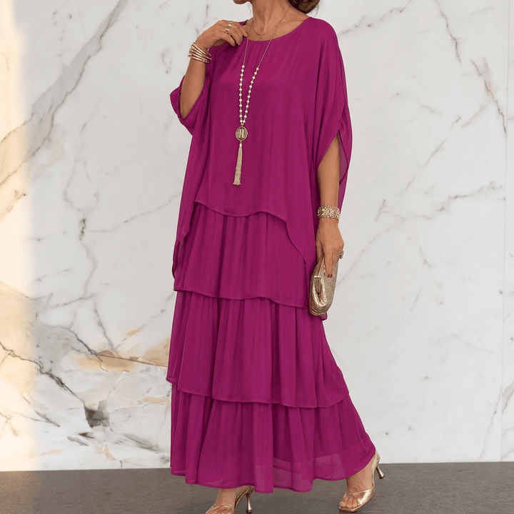 Marella – Women's Elegant Tiered Dress for Events magenta