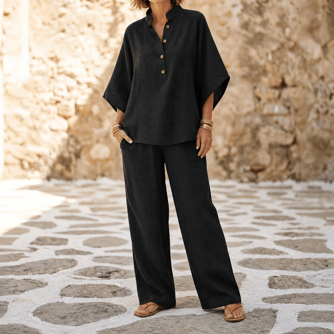 Marelle – Breezy Linen Two-Piece Set for Warm Days Black / S