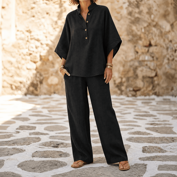 Marelle – Breezy Linen Two-Piece Set for Warm Days Black / S