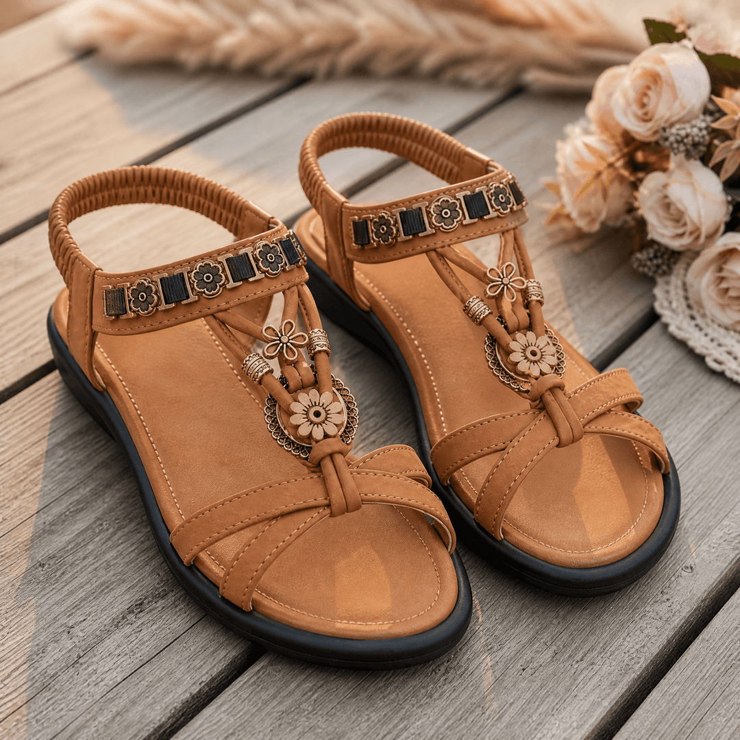 Marisol – Cushioned Boho Sandals Brown / 5