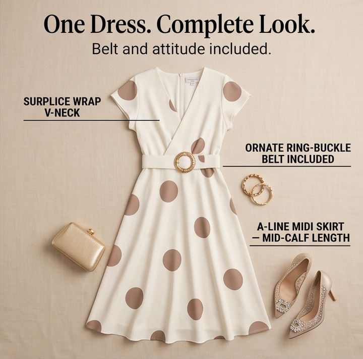 Marlowe – Women's Belted Polka Dot Midi Dress