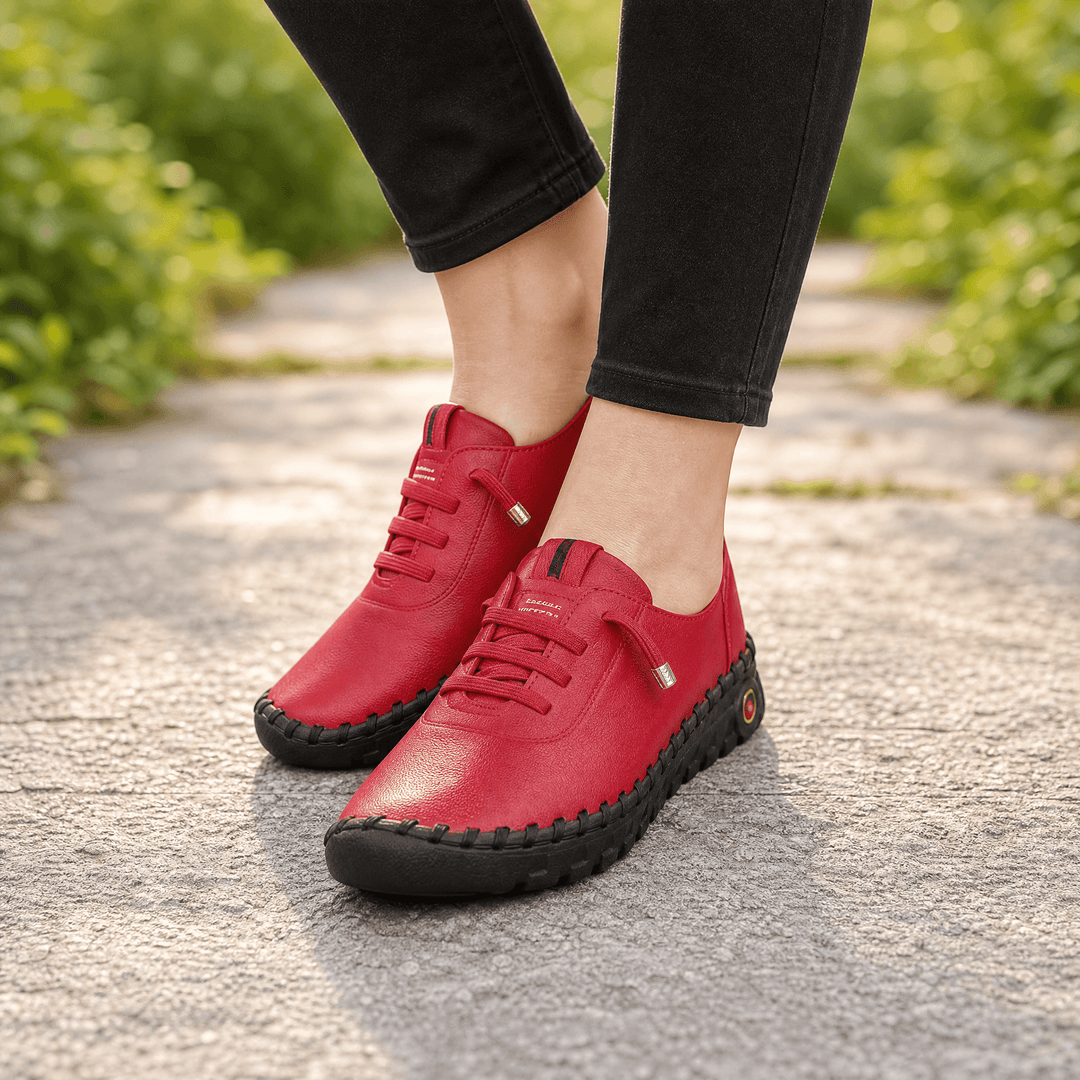 Marlowe – Hand-Stitched PU Loafers for All-Day Comfort Red / 5