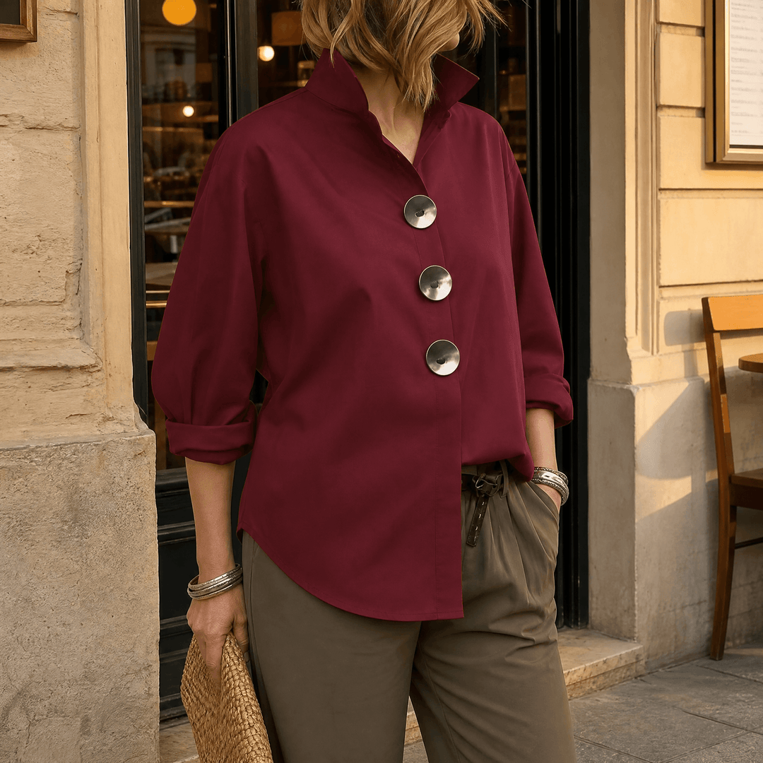 Milenza – Italian Style Statement Blouse Burgundy / S
