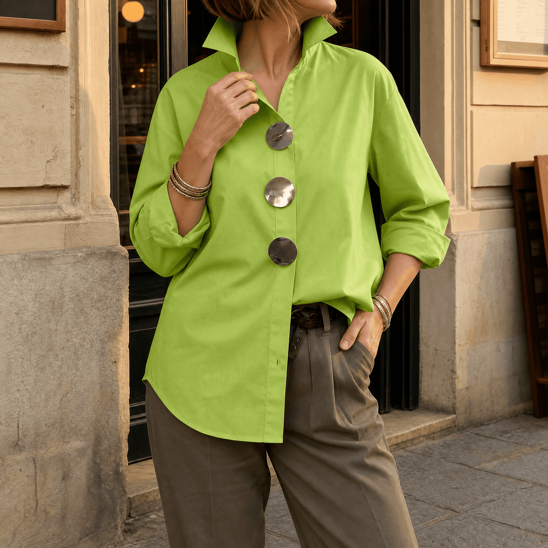 Milenza – Italian Style Statement Blouse Lime Green / S