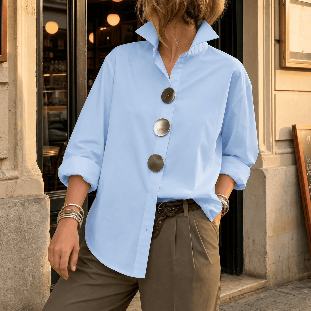 Milenza – Italian Style Statement Blouse Pale Blue / S