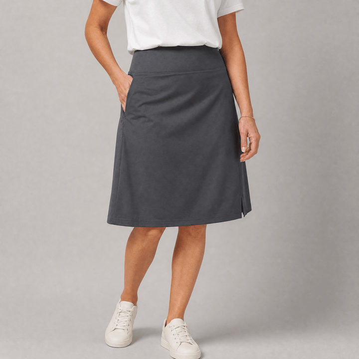 Moteepi - Women's Knee-Length Skort with Built-In Shorts Charcoal Grey