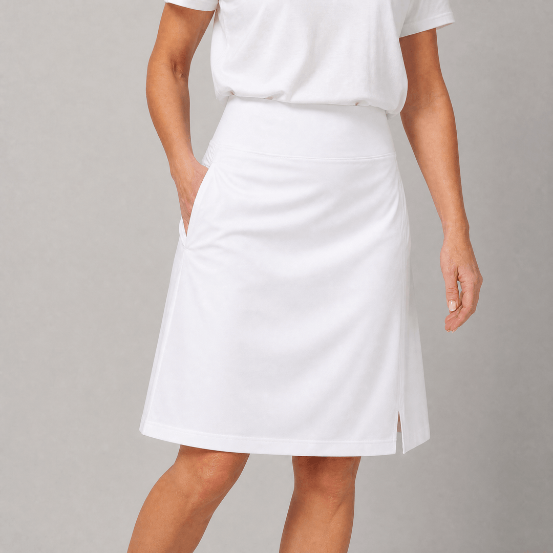 Moteepi - Women's Knee-Length Skort with Built-In Shorts White