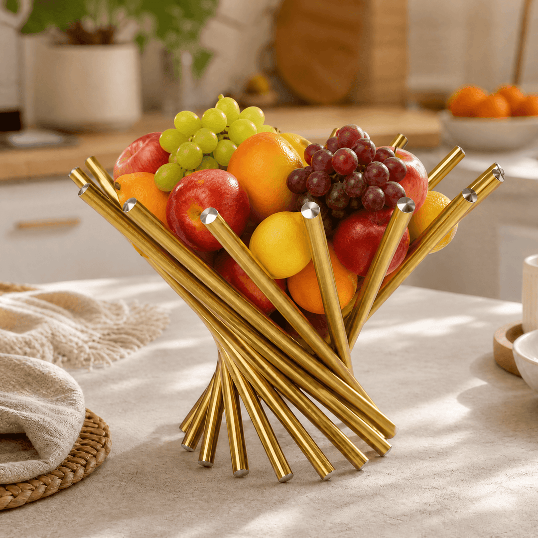 Nestelle – Elegant Stainless Steel Fruit Display Bowl Gold