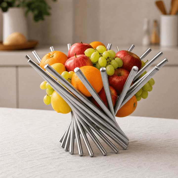 Nestelle – Elegant Stainless Steel Fruit Display Bowl Silver