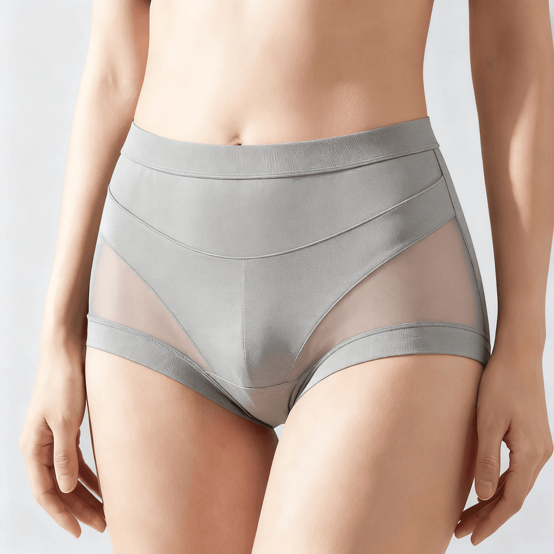 Nuvelle – Seamless High-Waist Mesh Panties Gray