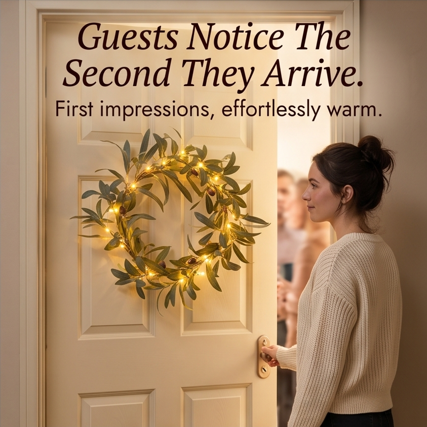 Olivelle™ – Warm-Glow Olive Wreath for Doors and Walls