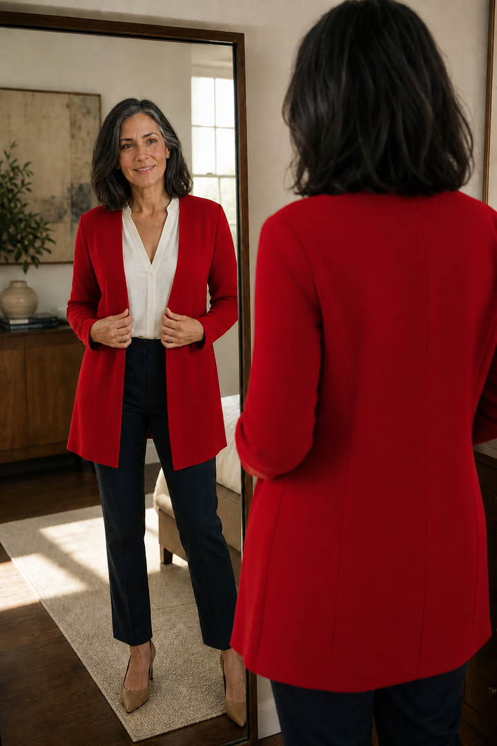Linevalle – V-Neck Single-Button A-Line Blazer